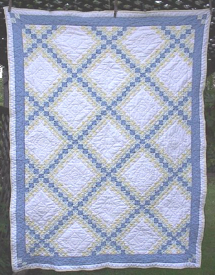 flannel, hand quilted, double Irish chain