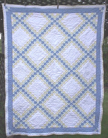 flannel, hand quilted, double Irish chain